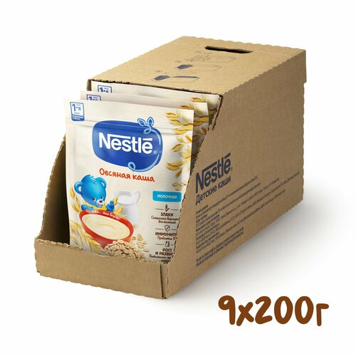 Каша молочная Nestle овсяная с 5 месяцев 200 г 9 шт каша nestle овсяная безмолочная с 5 месяцев 200 г 2 шт