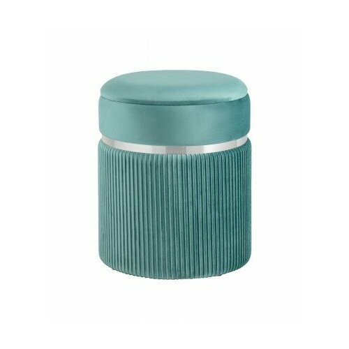 Пуф Миранда с ящиком серебро велюр светло-бирюзовый
