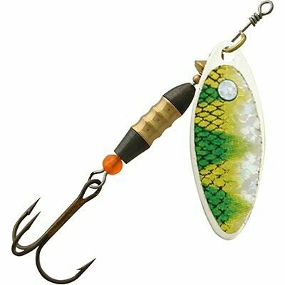 Блесна для рыбалки AQUA LONG 04,0g, лепесток № 1, цвет LO-03 (серебро, зеленый, желтый), 1 штука