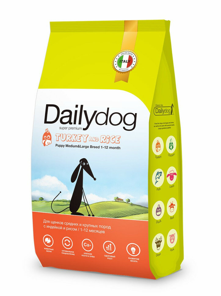 Daily Dog корм для щенков средних и крупных пород с индейкой и рисом