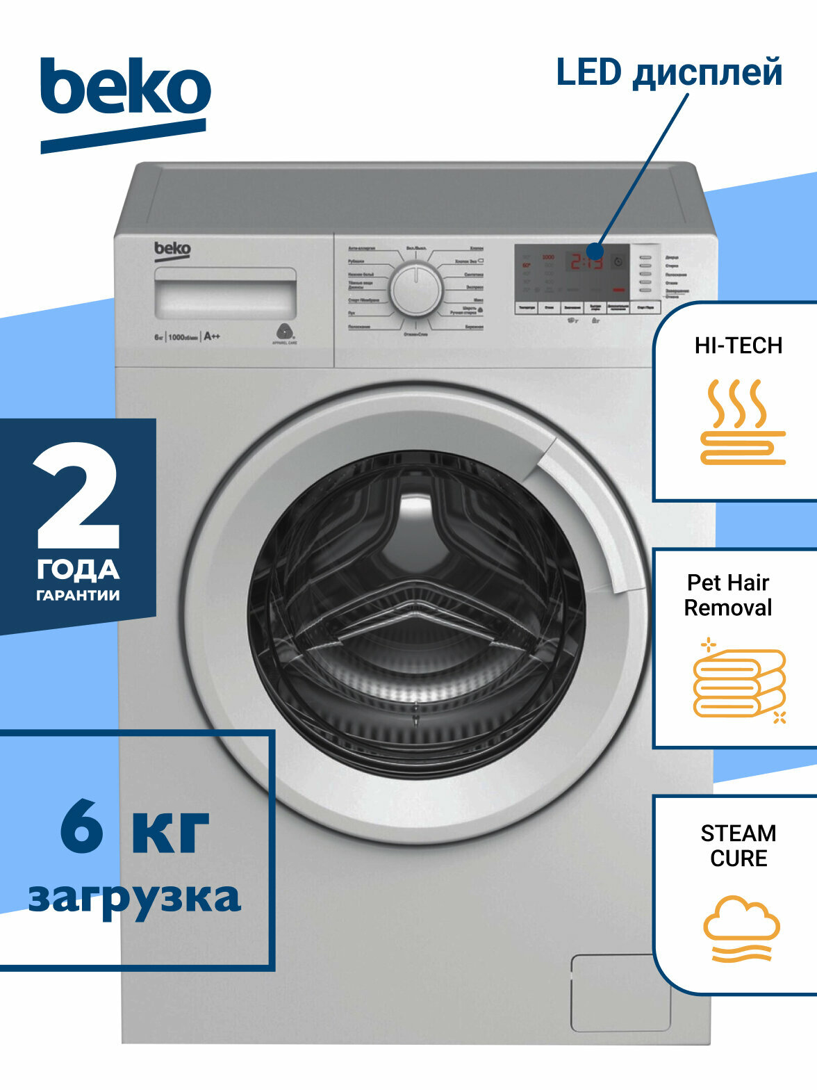 Стиральная машина Beko WSRE6512ZSS