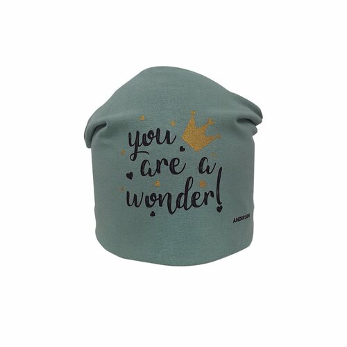 фото Шапка бини андерсен, размер 54-56, бирюзовый