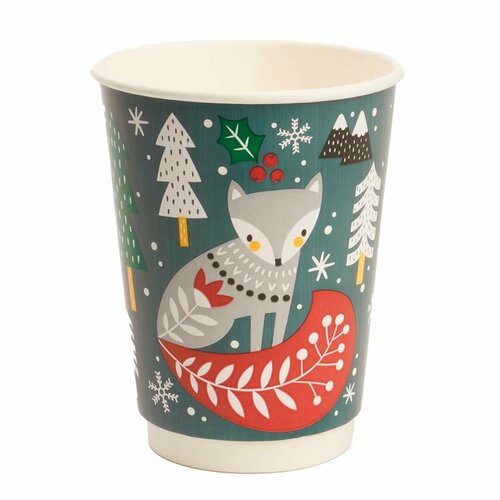 Стакан бумажный 350 мл, (Зимняя сказка) (4 шт) d90мм