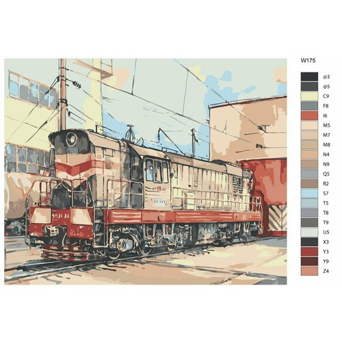 Картина по номерам W-175 Паровоз 70x90 картина по номерам w 170 черно красный поезд 70x90