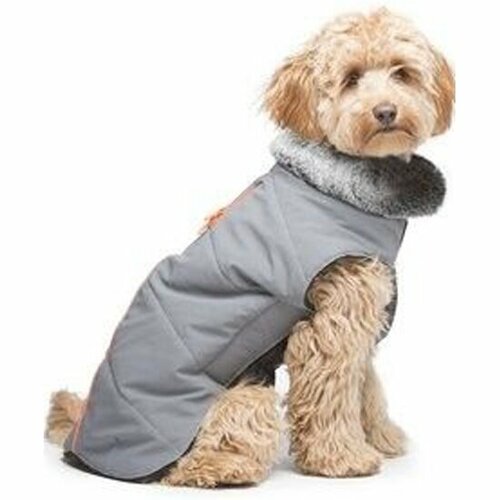 Зимняя куртка Dog Gone Smart Наноя с мех. воротником и фиолетовым кантом Tamarack Meteor 45см, серый