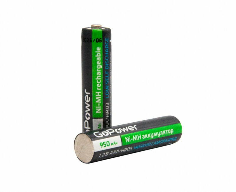 Аккумулятор предзаряженный RTU GoPower HR03 AAA BL2 NI-MH 950mAh - 2шт. — фото 6