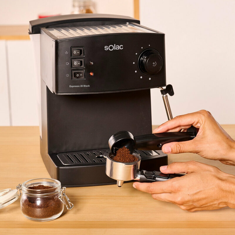 Кофеварка Solac Espresso 20 Bar рожкового типа, черный - фотография № 5
