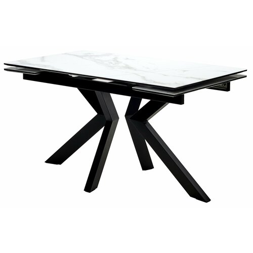 Стол Кентукки 3 140 белый мрамор, стекло / черный
