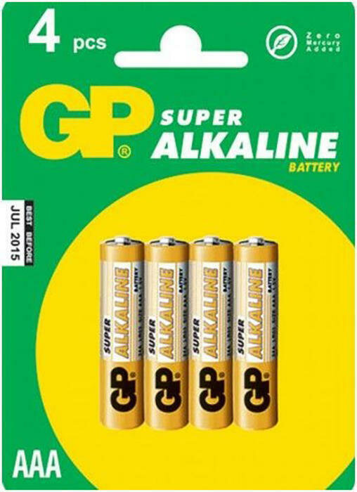 Батарейка Батарейка AAA щелочная GP Super Alkaline LR03 в блистере 4шт