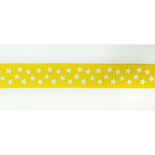Декоративная лента, репсовая - Safisa, 15 мм, 15 м, желтая со звездочками, 1 упаковка декоративная лента репсовая safisa с прострочкой 15 мм 15 м желтая 1 упаковка