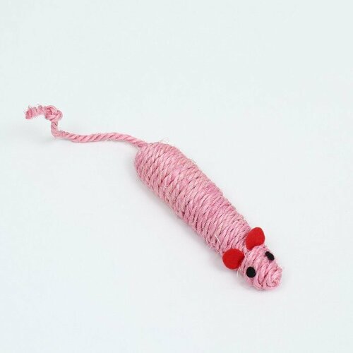 Игрушка сизалевая Пижон длинная мышь, 14,5 см, розовая