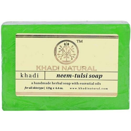 Ним Тулси мыло ручной работы Кхади Neem-Tulsi soap Khadi Natural лемон мыло кхади ручной работы с эфирными маслами lemon soap khadi natural 125 гр