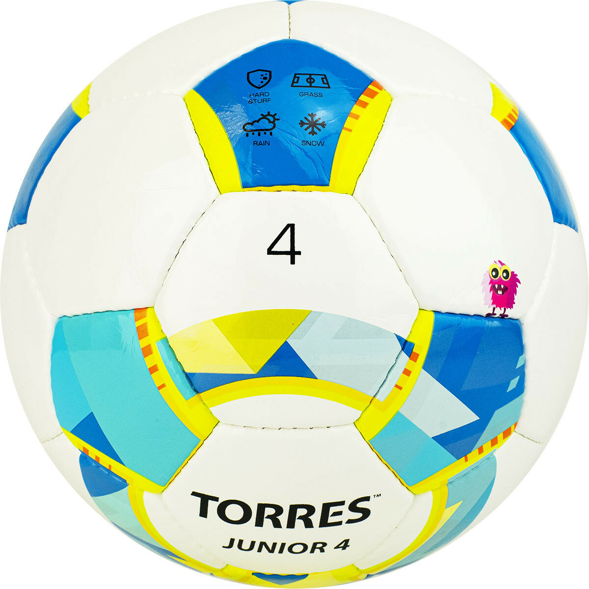 Мяч футб. Torres Junior-4 р.4 для газона 410гр белый/желтый (F320234) - фото №5