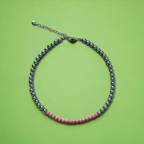 Чокер BUSA, длина 36 см, серебряный, розовый