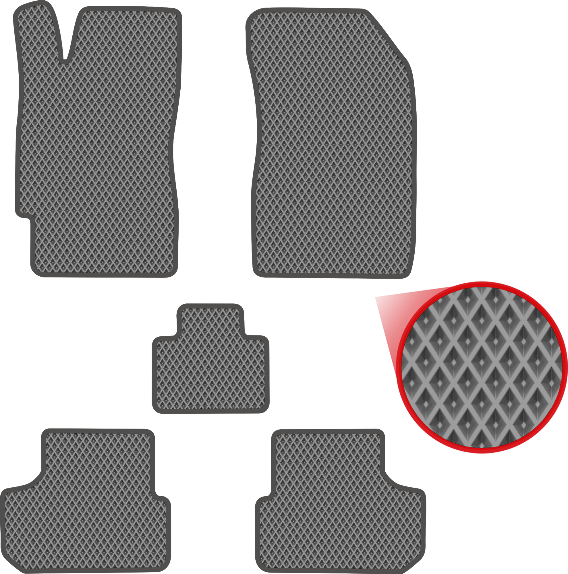 Автомобильные коврики EVA для Fiat Albea (2002-2012), серые с серым кантом, ячейка - ромб