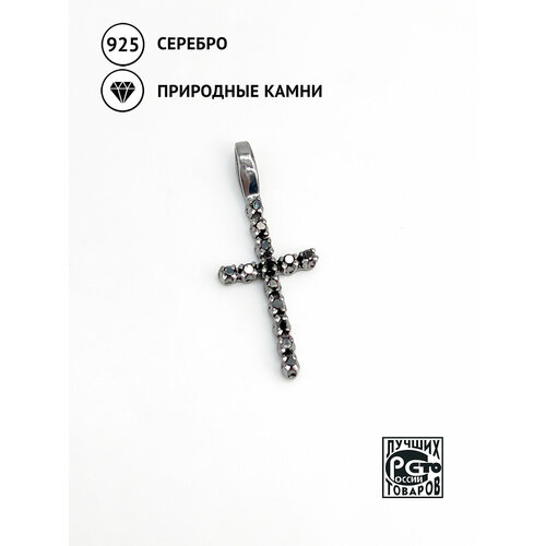 Крестик Кристалл Мечты, серебро, 925 проба, чернение, бриллиант, размер 3.3 см.