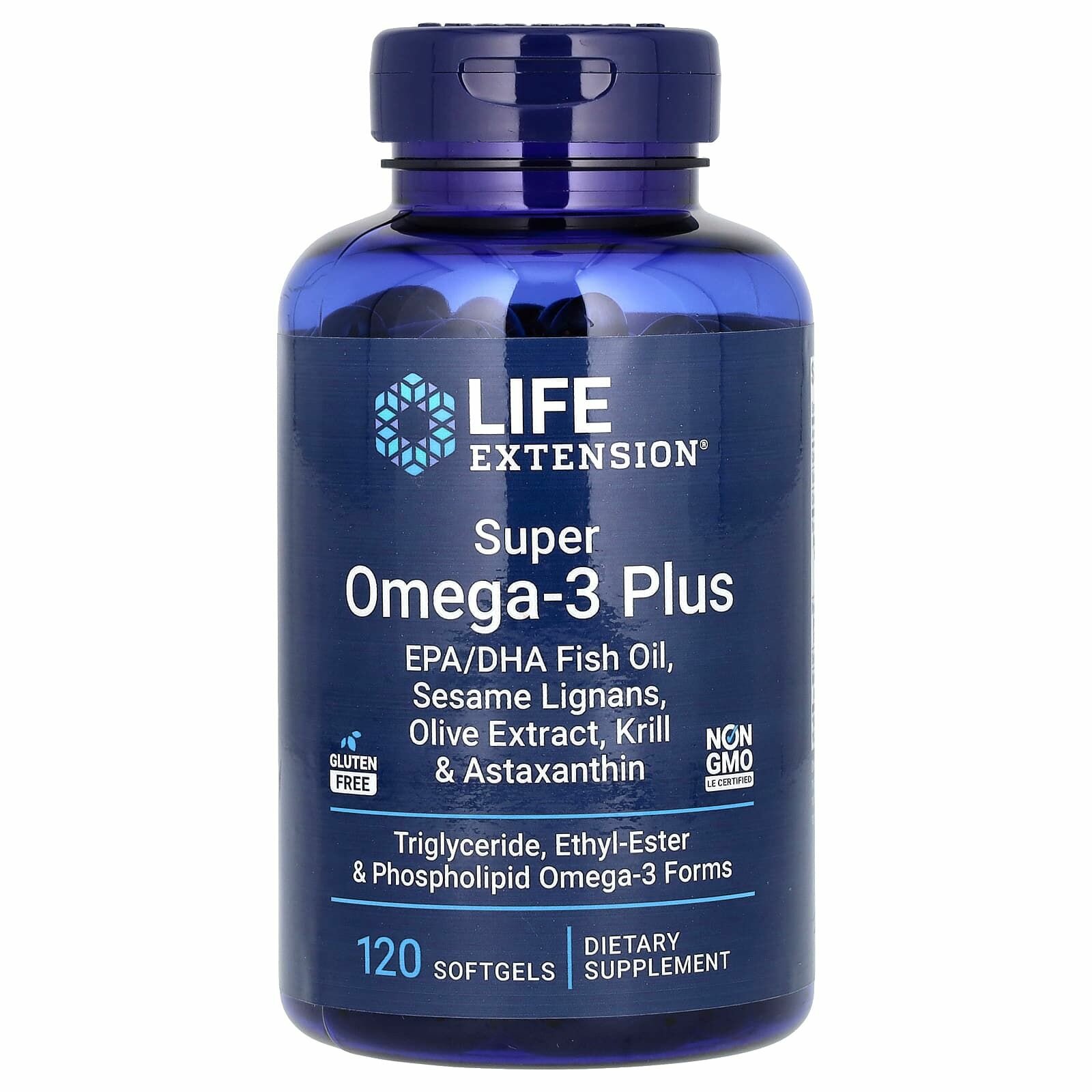 Life Extension Омега-3, рыбий жир, Super Omega-3 PLUS EPA/DHA 120 капсул