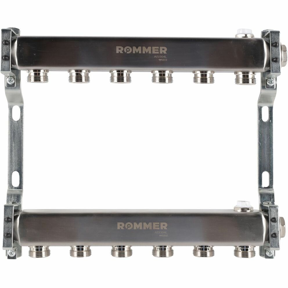 Коллектор из нержавеющей стали для радиаторной разводки 6 вых. ROMMER RMS-4401-000006