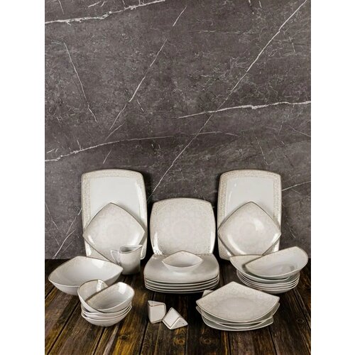 Сервиз столовый PARDIS SHOKOFE, 6 персон, фарфор, белый, золотистый