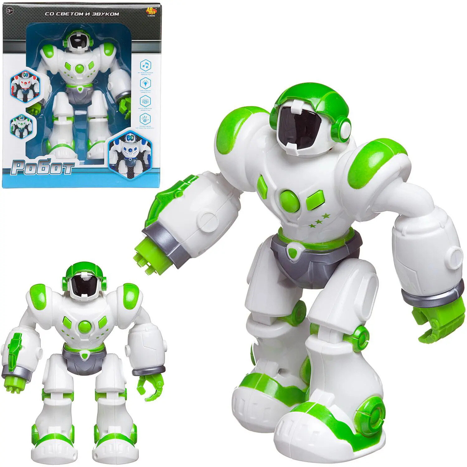 Робот ABtoys, световые и звуковые эффекты, бело-зеленый (C-00342/зеленый) от ABtoys (АБтойс) — фото 1