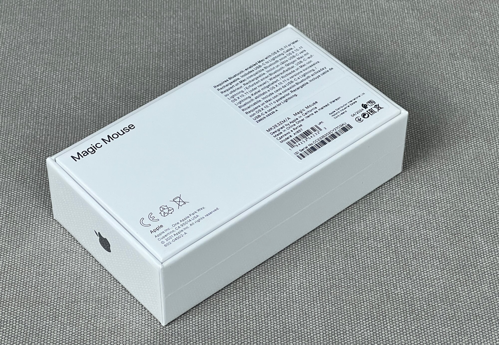 Мышь Apple Magic Mouse 3 (A1657), беспроводная, Li-Ion аккумулятор, 1300 DPI, белая — фото 1