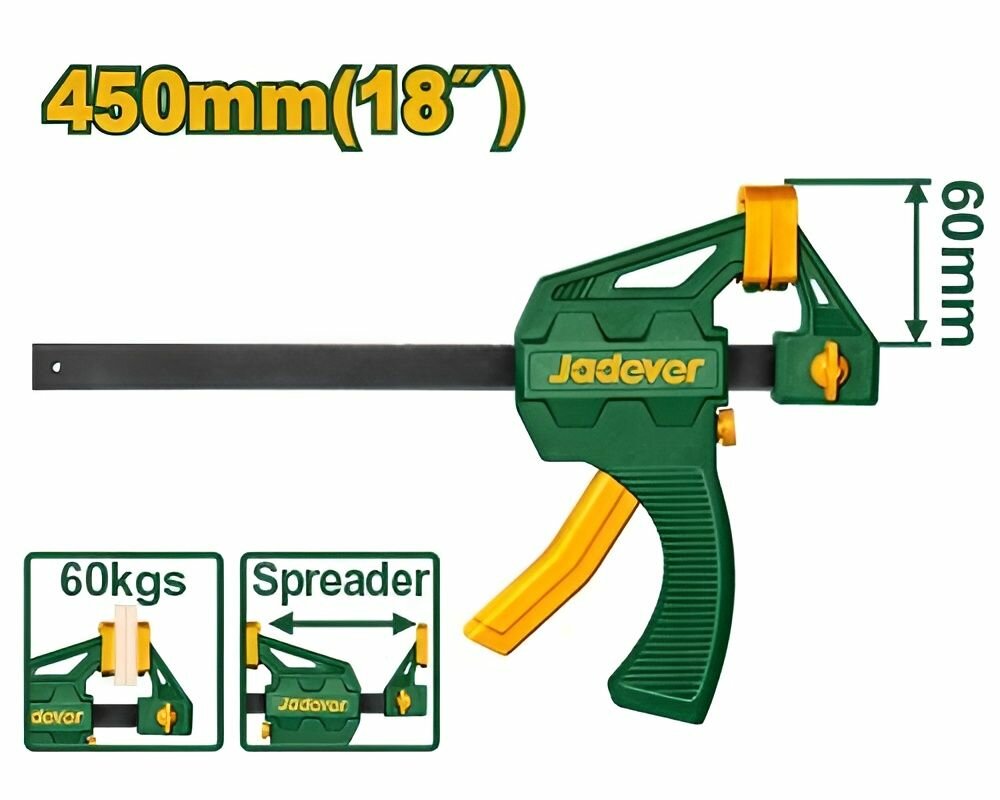 Изображение Струбцина быстрозажимная 60*450мм JADEVER JDCP4318