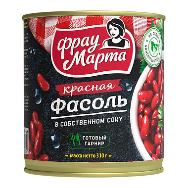 Фасоль "ФРАУ МАРТА", красная, в томатном соусе, 310 гр 2 шт
