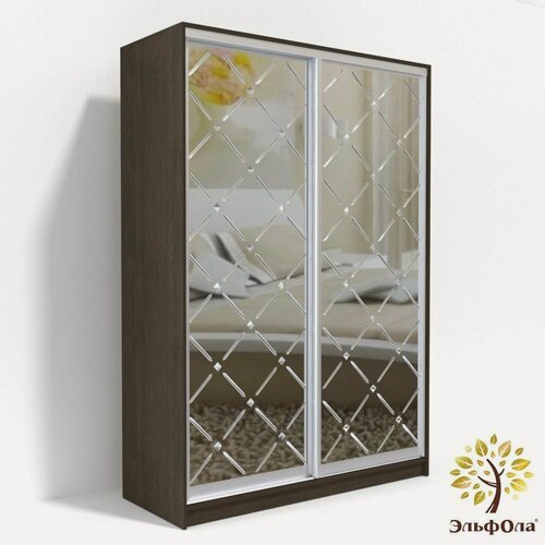 Изображение товара Шкаф- купе ЭльфОла "Диамант" 152*45*240 см, венге, гравировка на зеркале