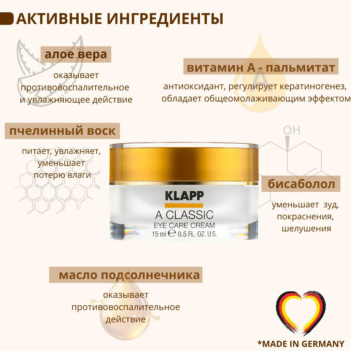 Klapp Крем-уход для кожи для глаз A Classic Eye Care Cream 15 мл — фото 1