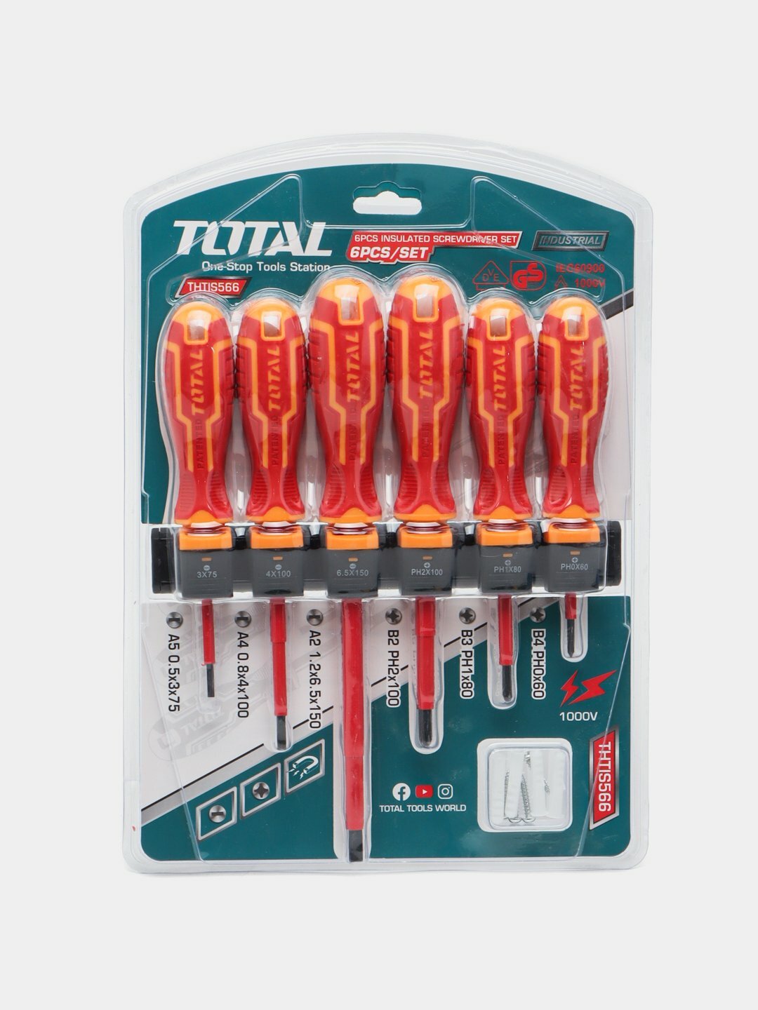 Набор отверток TOTAL "TOTAL THTIS566", диэлектрические, до 1000 В, 6 штук