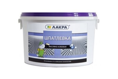 Шпатлевка Масляно-Клеевая Лакра 1.5кг Белая для Внутренних Работ под Окраску и Оклейку Обоями.