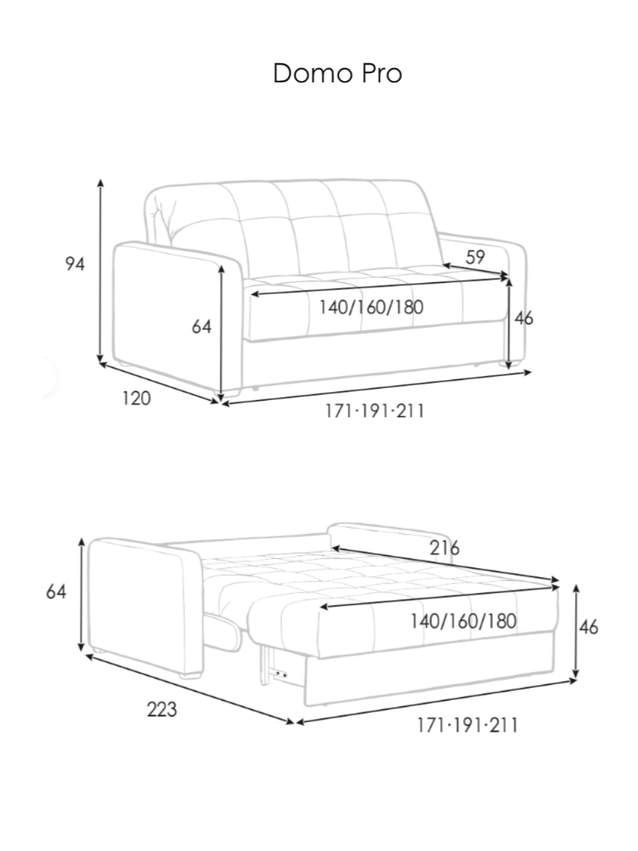 Диван-кровать Askona (Аскона) Домо про 160 с широкими подлокотниками квадрат-Тк. Sky Velvet 16 — фото 1