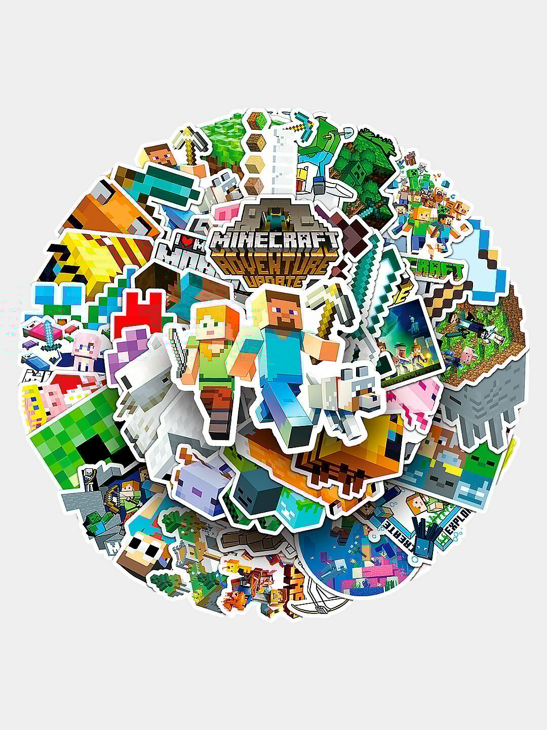 Наклейки для декора, телефона, ноутбука набор 50 шт, более 10 видов, MINECRAFT