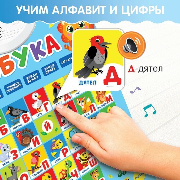 ZABIAKA Электронный обучающий плакат «Азбука», работает от батареек