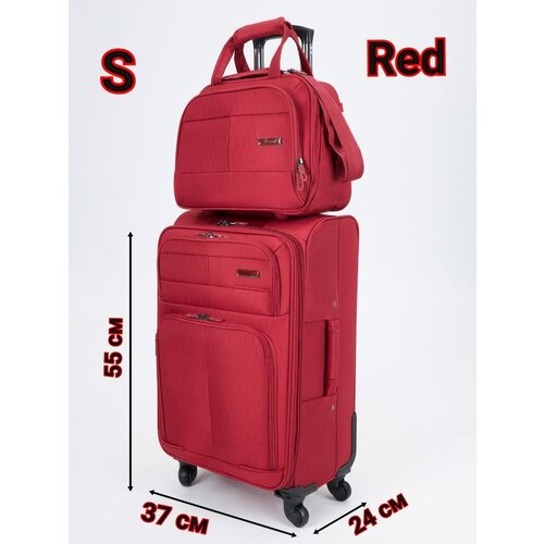 фото Комплект чемоданов pigeon, текстиль, полиэстер, адресная бирка, водонепроницаемый, 49 л, размер s, красный