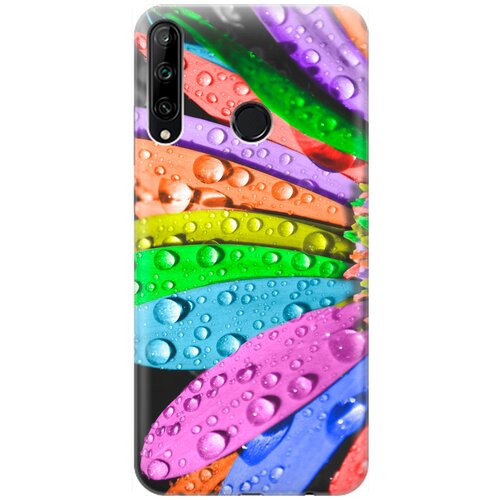 фото Силиконовый чехол на huawei p40 lite e / honor 9c / хуавей п40 лайт е / хонор 9с с принтом "разноцветные листья в каплях" gosso