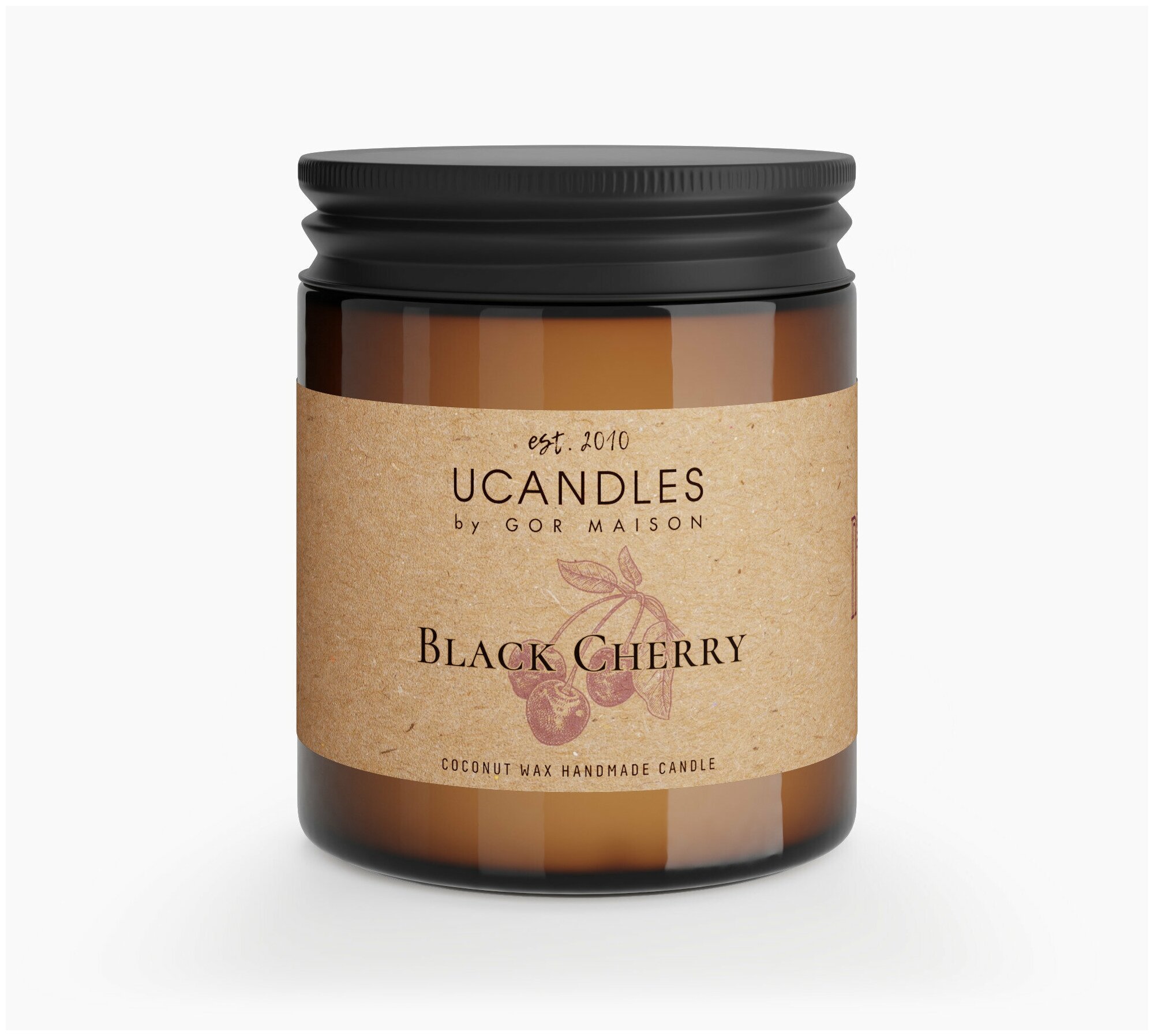 UCANDLES Свеча ароматическая для дома из кокосового воска / Свеча с ароматом Вишня и миндаль Black Cherry 180 гр