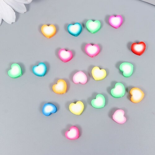 Бусины для творчества PVC Пухлое сердечко цветные набор 20 шт 1х1х1 см