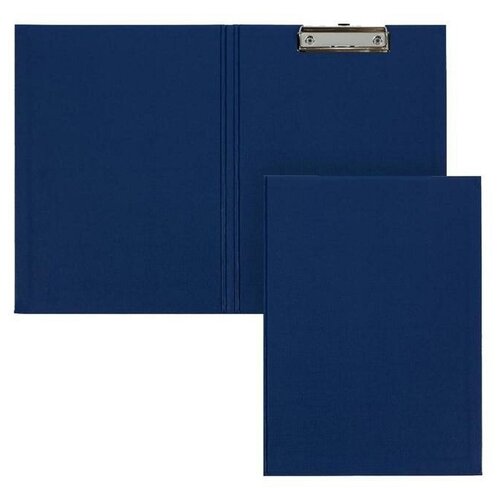 Папка-планшет с зажимом А4, 2 мм, прочная, картон/бумвинил, синяя (клипборд с крышкой) папка с зажимом inформат 2 а4 до 170л пластик синяя