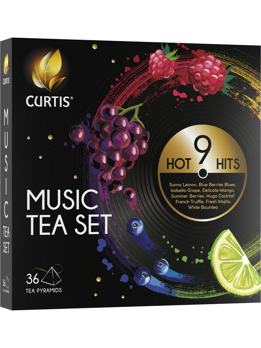 Набор чая в пирамидках CURTIS "Music Tea Set" 36 пирамидок, чай ассорти 9 вкусов / подарочная упаковка - фотография № 4