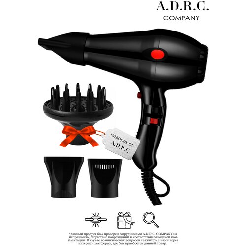 Профессиональный Фен для волосуход за волосамидля укладки и сушки волосчерныйнасадка концентратордиффузордомашнийсалонный 299900₽