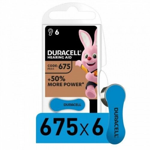 Батарейка Duracell ZA675-6BL ZincAir, 1.4В, (6/60/300) батарейка duracell lr6 6bl