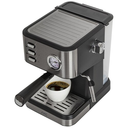 Кофеварка рожковая JVC с насосом высокого давления 20 Бар с двойным фильтром подогрев чашек приготовление капучино и эспрессо генерация пара 799900₽