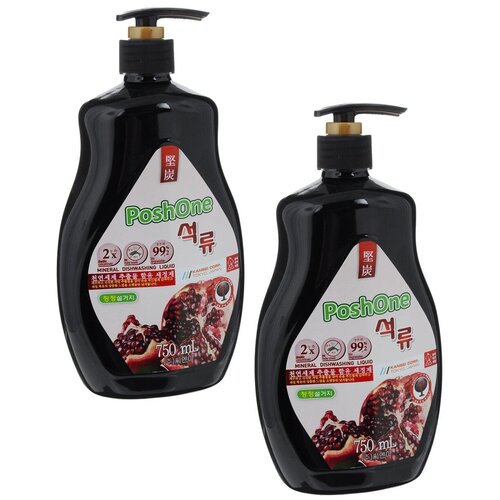 Posh One Жидкость для мытья посуды Гранат с дозатором, 0.75 л, 2 уп.