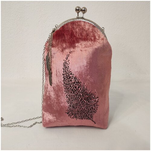 фото Сумка женская на плечо ручной работы с фермуаром из хлопкового плюша "пёрышко" от elenossi