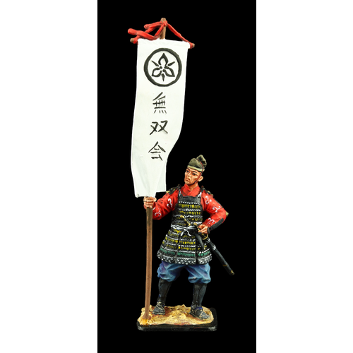 Оловянный солдатик SDS: Японский воин-знаменосец, XIV в оловянный солдатик sds могольский воин с копьем xiv в