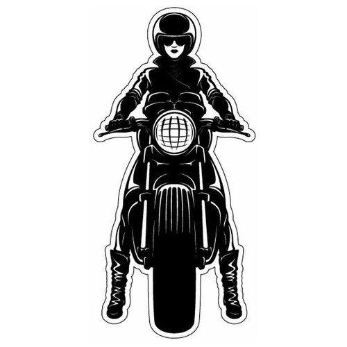 Наклейка Девушка на мотоцикле 7х15 см