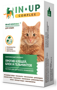 Фото IN-UP complex для кошек против клещей, блох и гельминтов 1мл