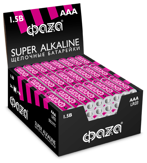 Элемент питания алкалиновый AAA/LR03 1.5В Super Alkaline box-96 display (уп.96шт) ФАZА 2854674