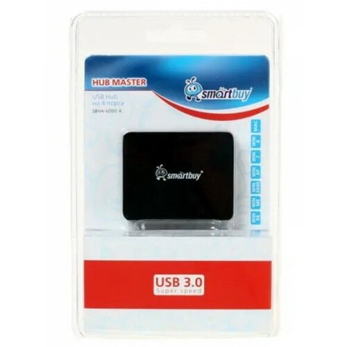 Разветвитель USB 3.0 Smartbuy 4 порта черный (SBHA-6000-K)